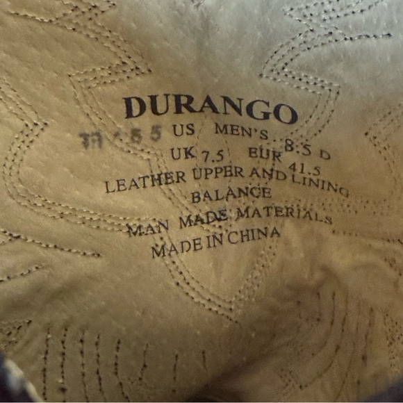 Durango Black Cherry Western Cowboy Boots TR655 Mens Size 8.5D Gold Toe Burgundy - Picture 11 of 11